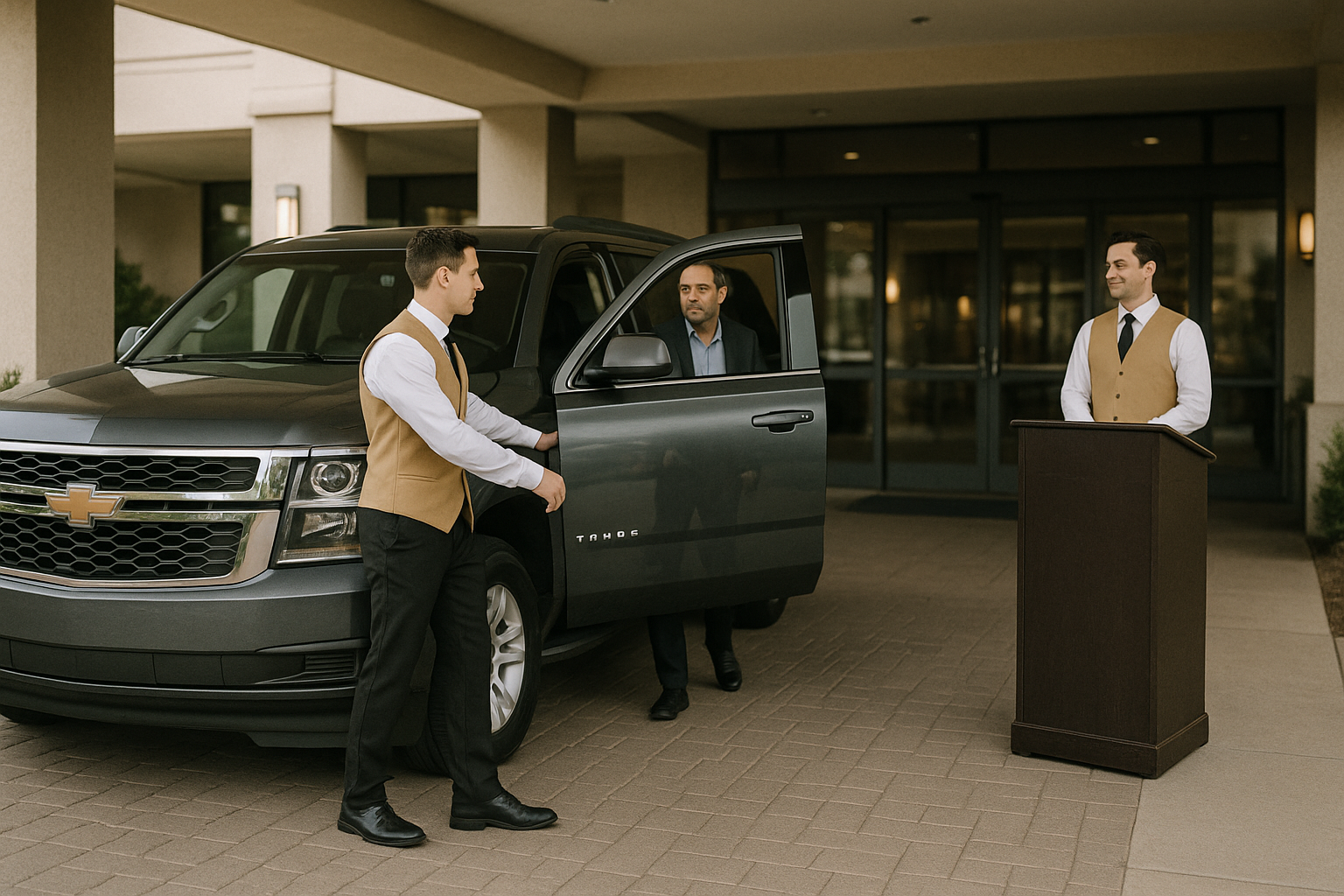 Luxury hotel valet parking entrance